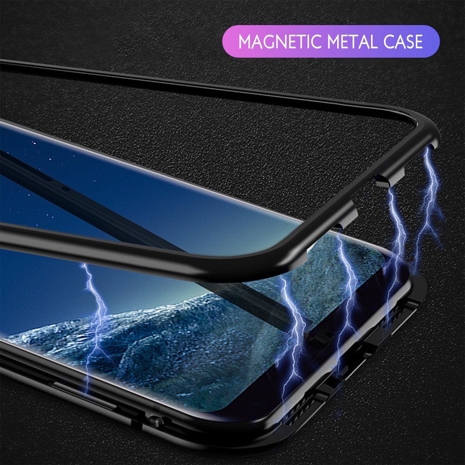 For Galaxy S9 Magnetic Metal Tempered Glass Case Cover-Black, White, Red