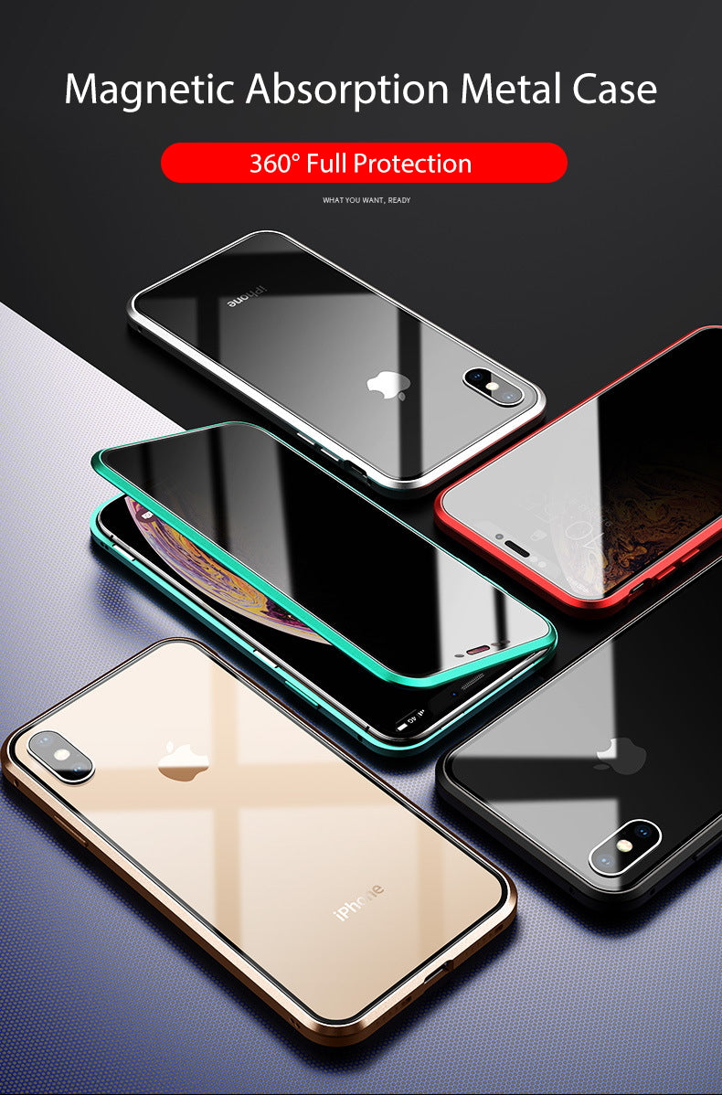 iPhone 7  Case Magnetic Metal Anti Spy Tempered Glass Cover
