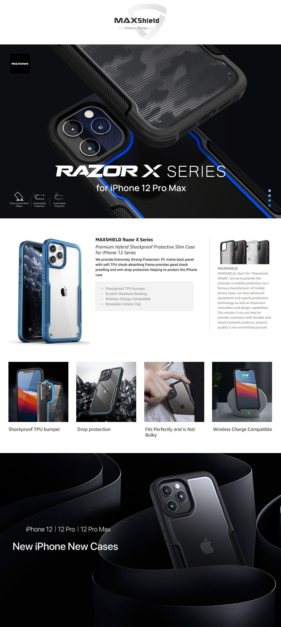 MAXSHIELD For iPhone 12 Pro 6.1“ Case Heavy Duty Shockproof Clear Slim Cover