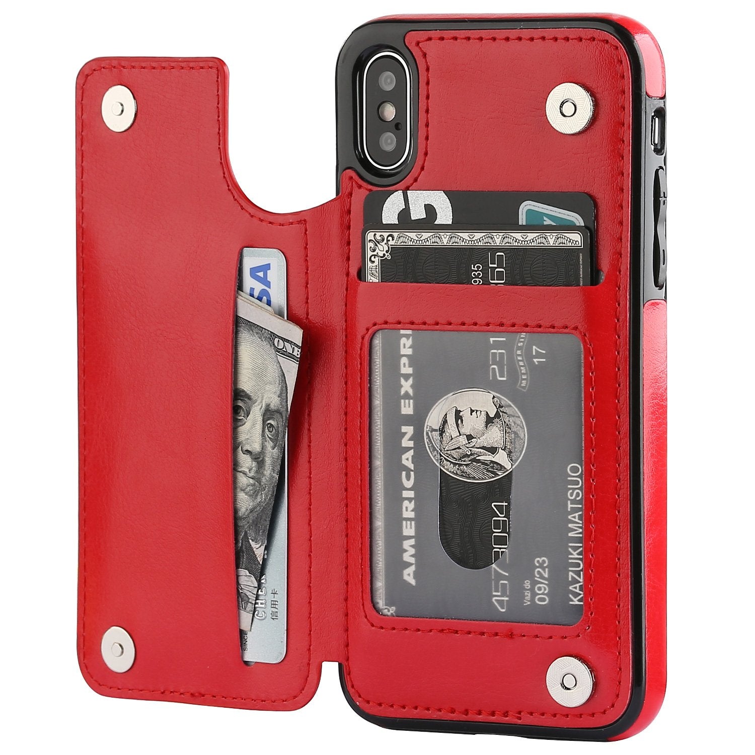iPhone 8 Plus Leather Wallet Case Magnetic Flip Card Shockproof Cover