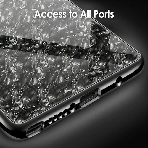 For Samsung S9 Plus Case Luxury Tempered Glass Back Shockproof Cover-Black