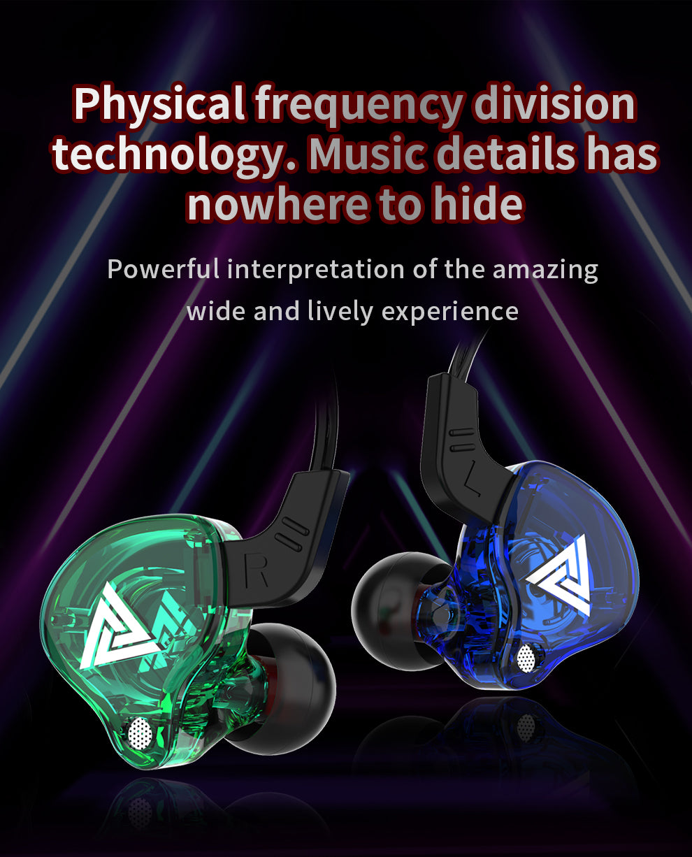 QKZ Super Bass Stereo Headset Headphone Sound Isolating Earbuds Earphones Wt Mic-Black