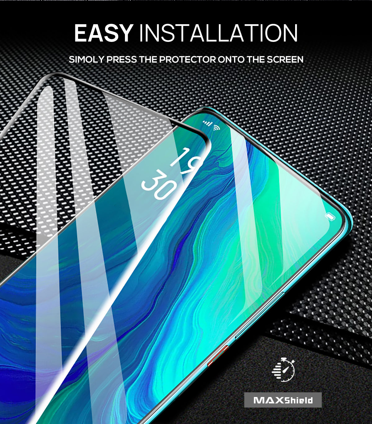 MAXSHIELD OPPO Reno 5G Full Coverage Tempered Glass Screen Protector