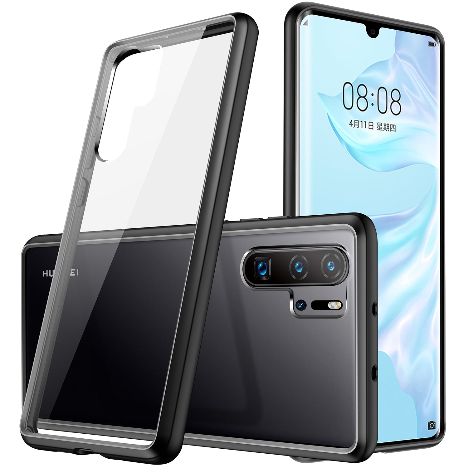 YOUMAKER® Huawei P30 Pro Shockproof Slim Bumper Crystal Case Cover-Black