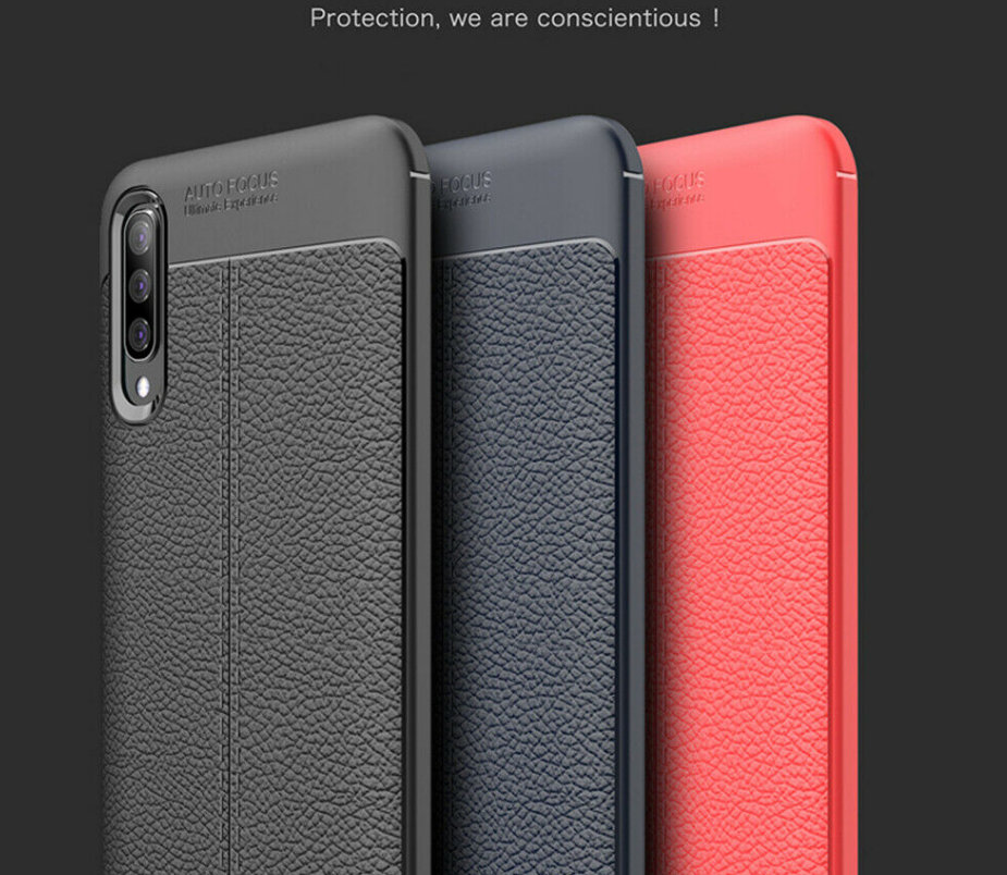 For Samsung A30 Luxury Ultra Slim Leather Rubber Shockproof Case Cover