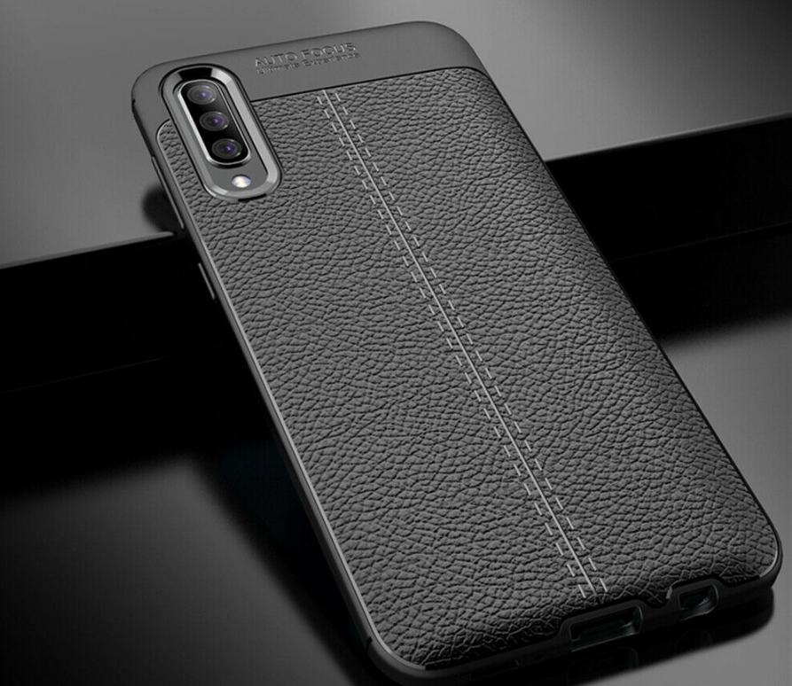 For Samsung A30 Luxury Ultra Slim Leather Rubber Shockproof Case Cover