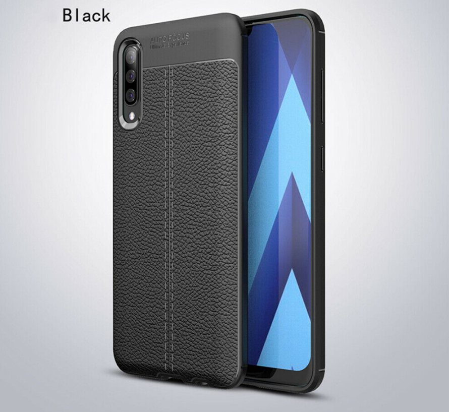 For Samsung A30 Luxury Ultra Slim Leather Rubber Shockproof Case Cover