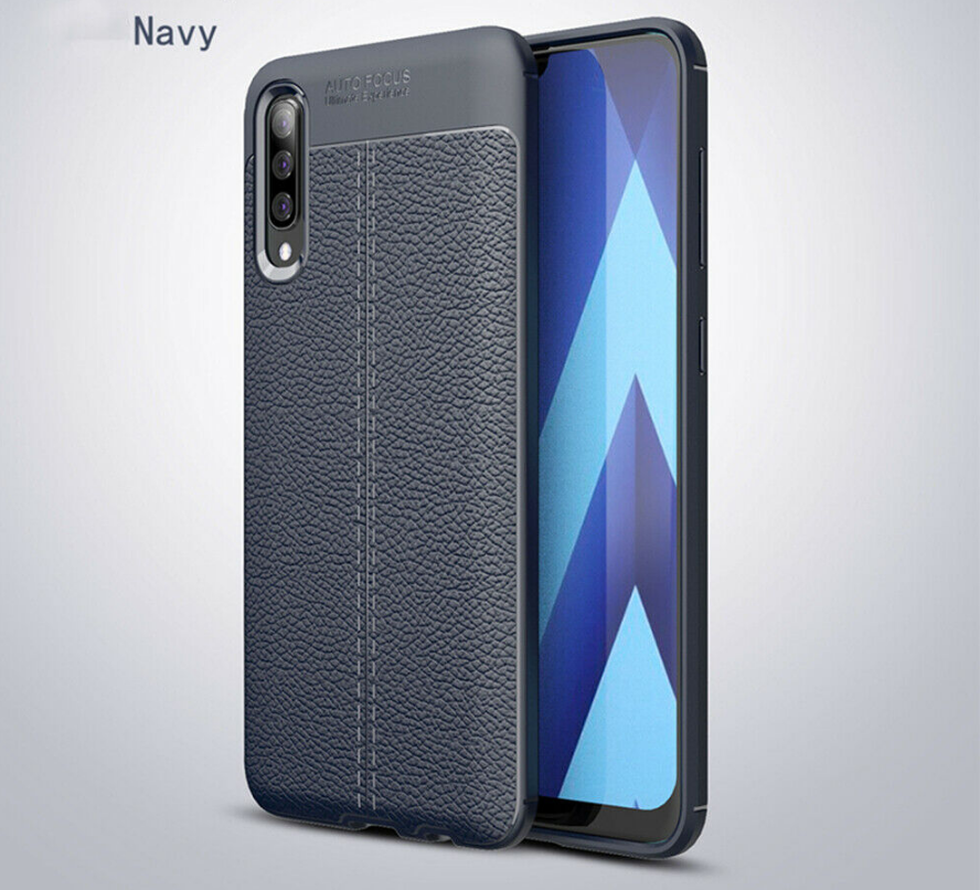 For Samsung A30 Luxury Ultra Slim Leather Rubber Shockproof Case Cover