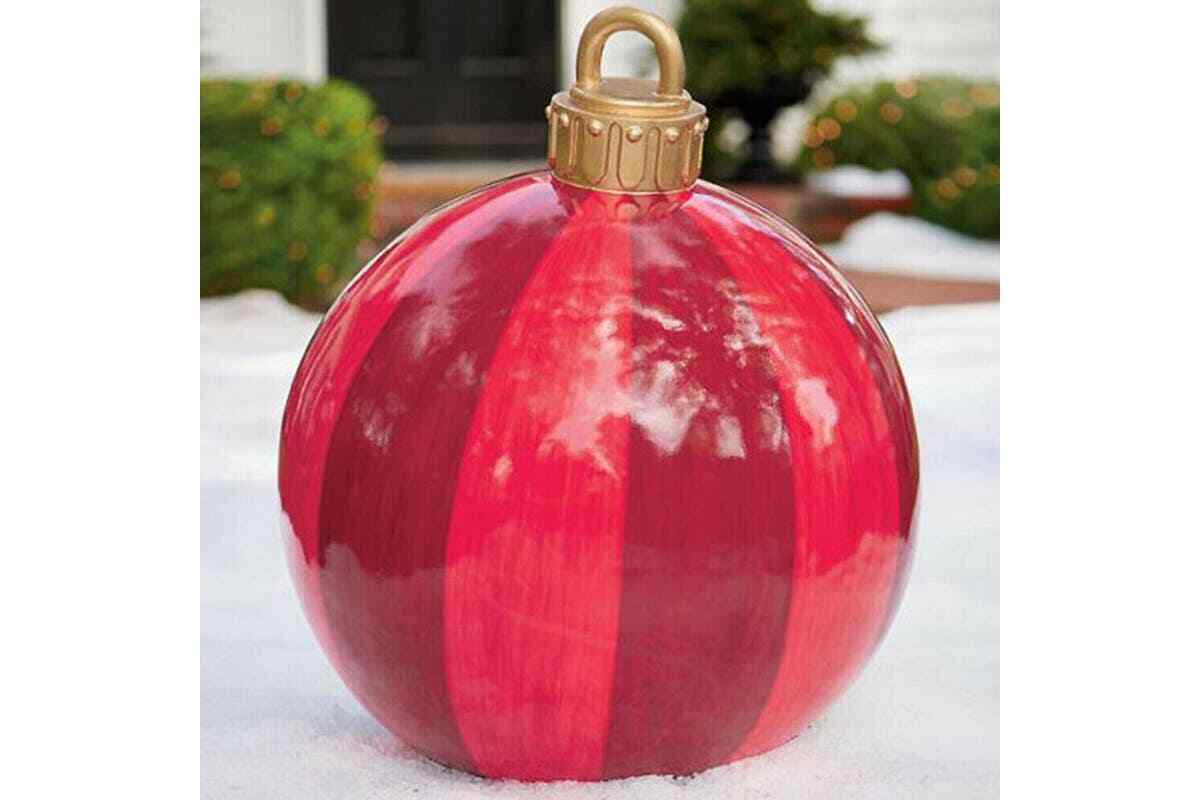 60cm Outdoor PVC Inflatable Ball Toy Christmas Ball Xmas Tree Decor No Lights