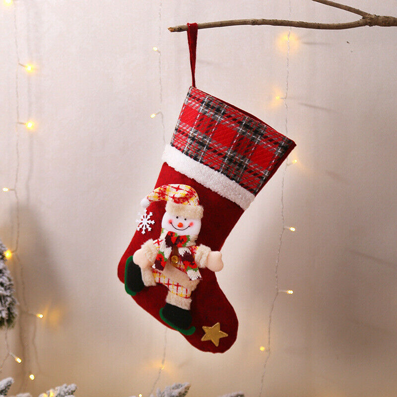 1/4 Christmas Socks Stockings Santa Gift Bags for Family Xmas Party Decorations