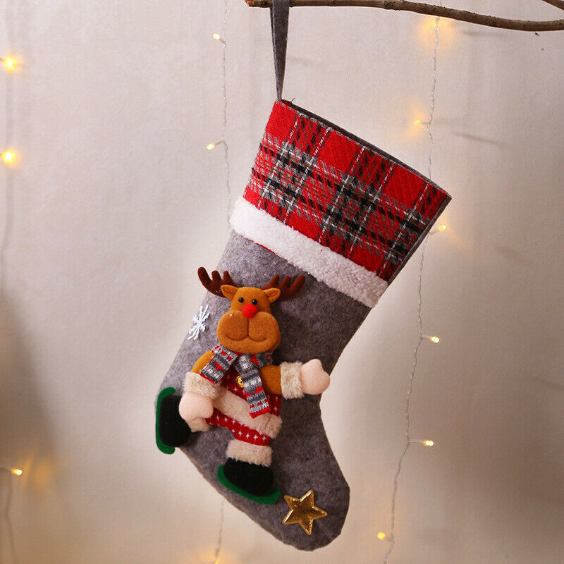 1/4 Christmas Socks Stockings Santa Gift Bags for Family Xmas Party Decorations
