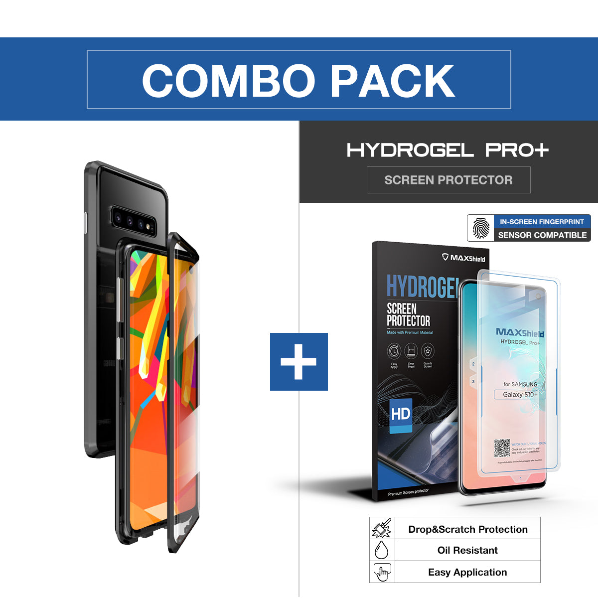 For Galaxy S9 Magnetic Metal Tempered Glass Case Cover-Black, White, Red