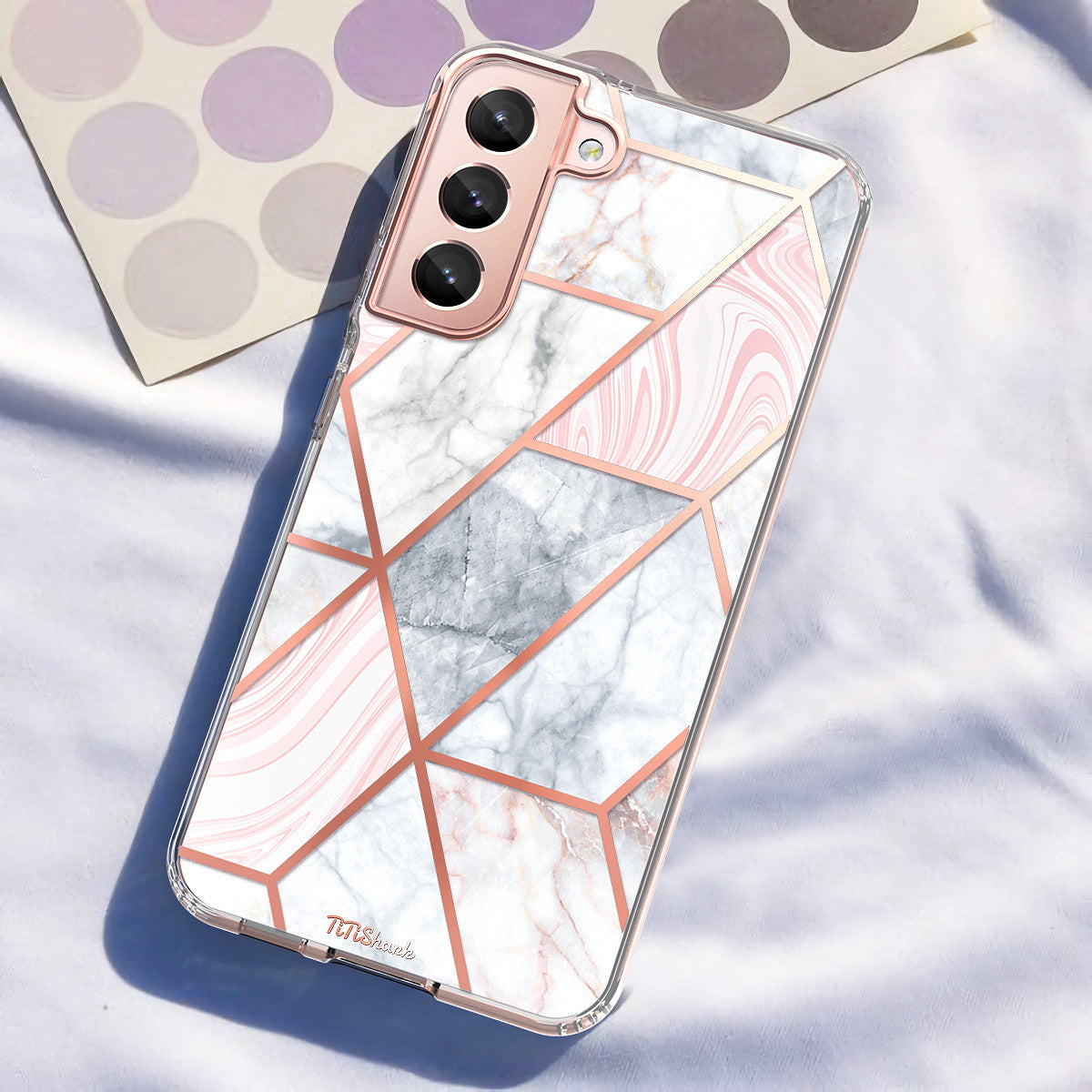 For Galaxy S22 Plus 5G Case Clear Slim Glitter Marble Shockproof Case Cover