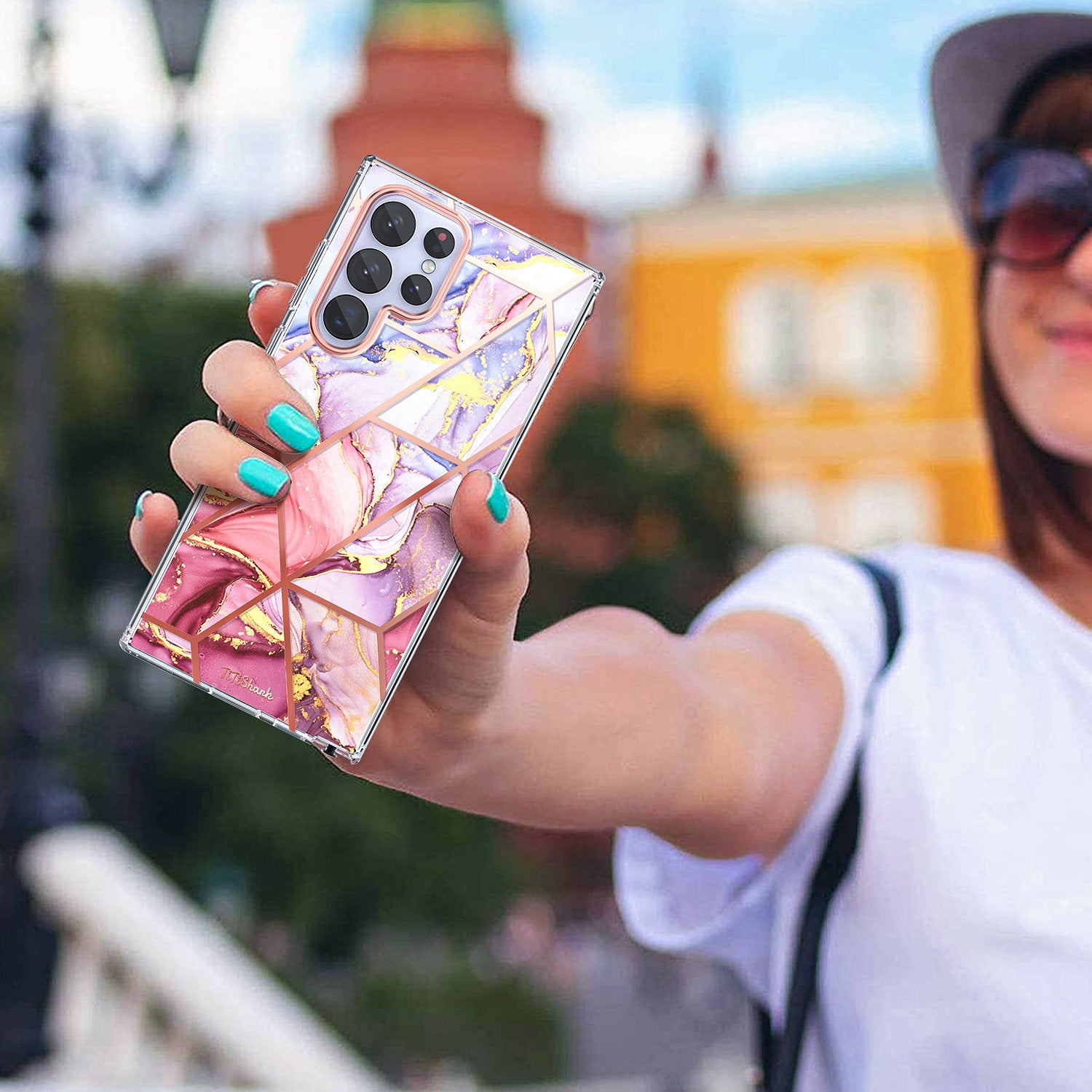 For Galaxy S22 Ultra 5G Case Clear Slim Glitter Marble Shockproof Case Cover