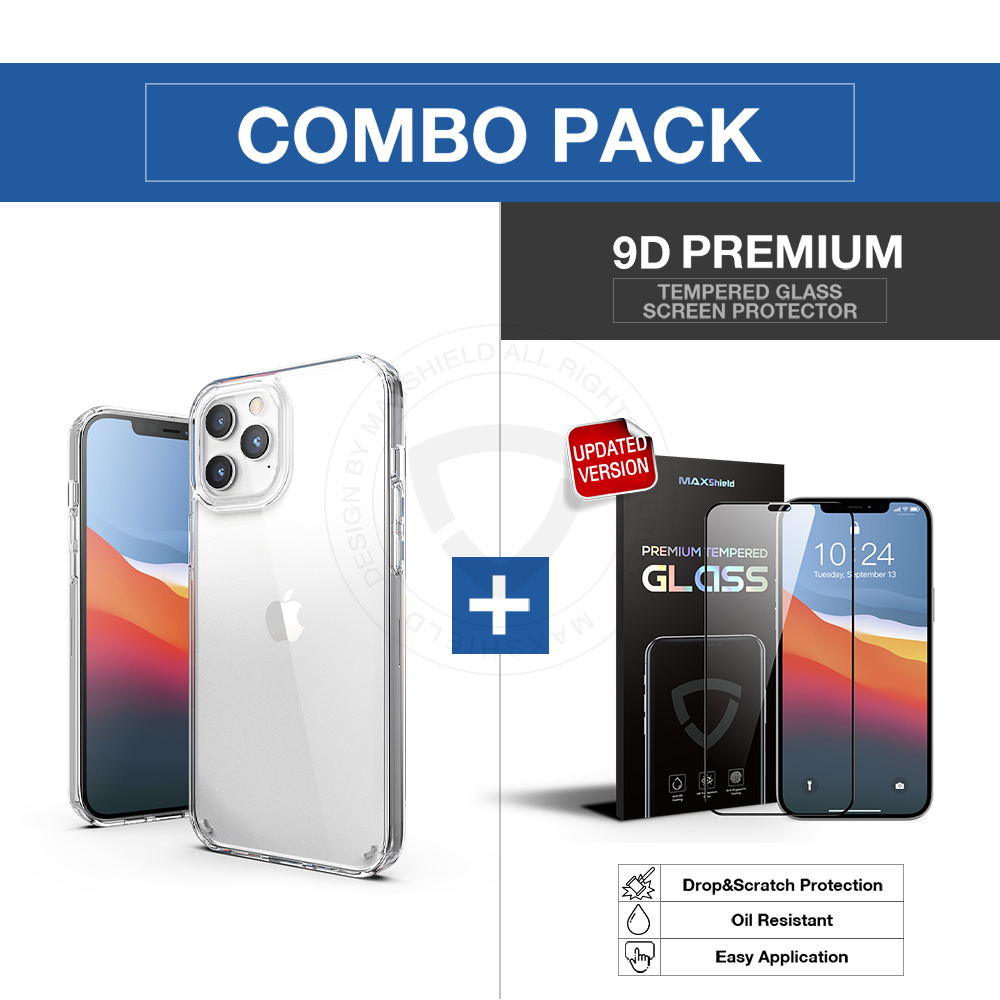 MAXSHIELD For iPhone 12 Pro 6.1 Inch Case Heavy Duty Shockproof Clear Slim Cover+Free Screen Protector