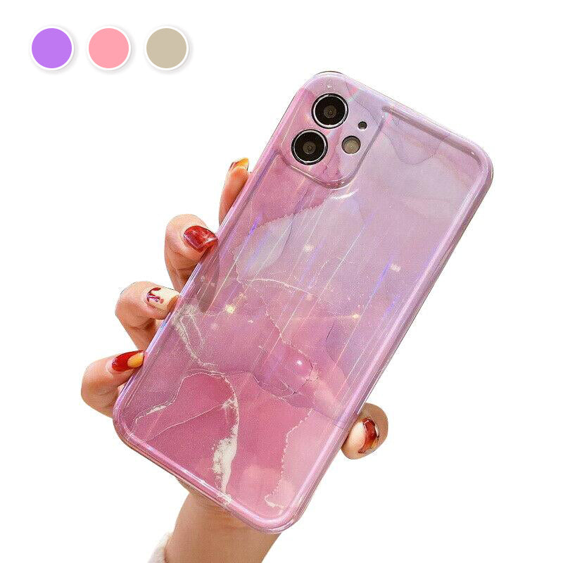 For iPhone 12 Pro Max Soft Slim Case Silicone Marble Shockproof Laser Clear Cover