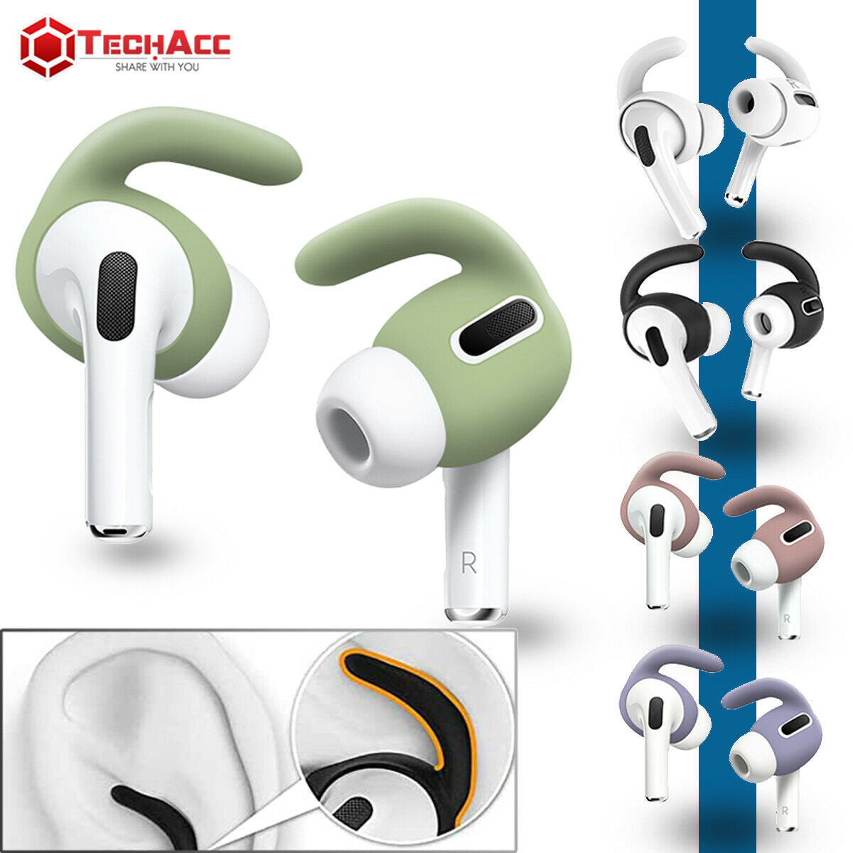 For AirPods Pro Ear Hooks Case Cover Secure Holder Earbuds Ear Tips Strap