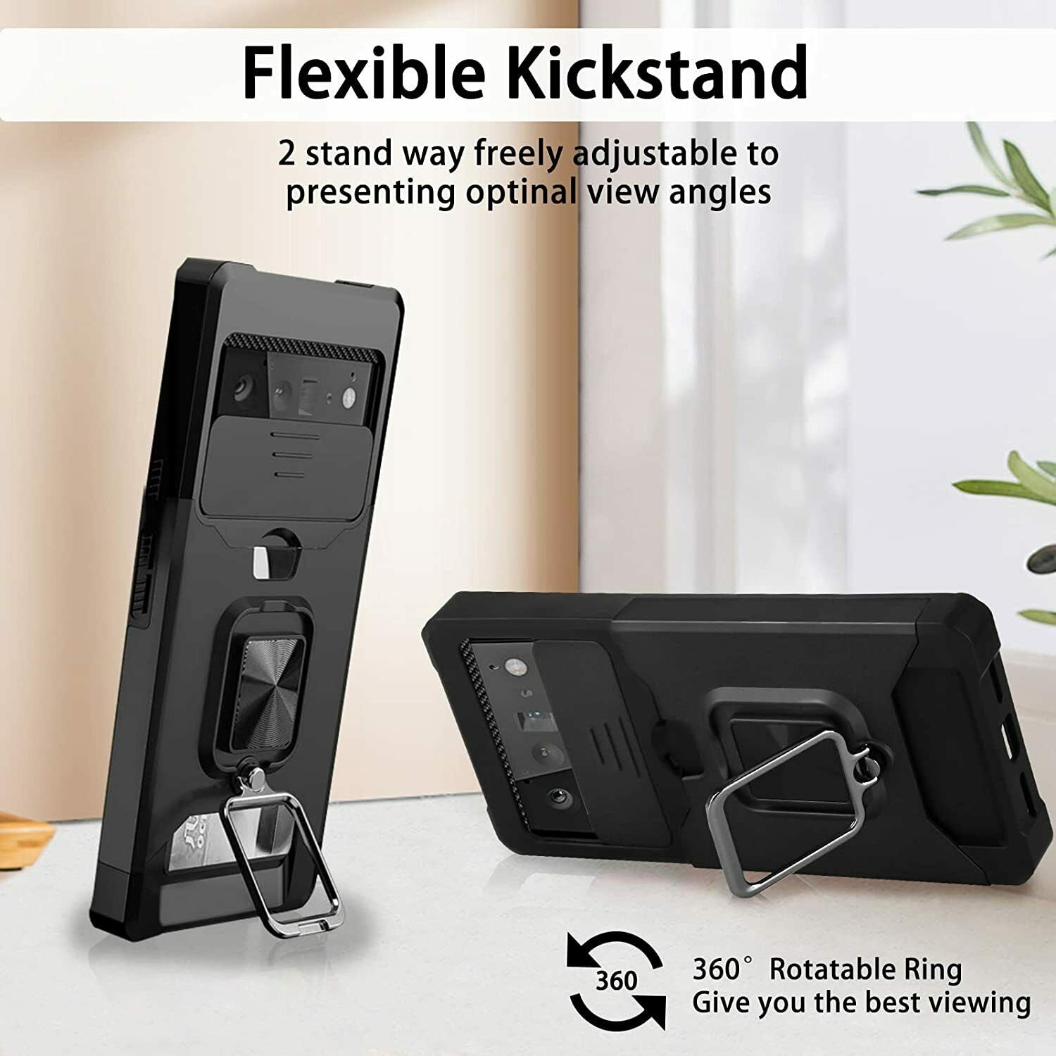 4in1 For Google Pixel 6A Case Shockproof Heavy Duty Wallet Cover Kickstand