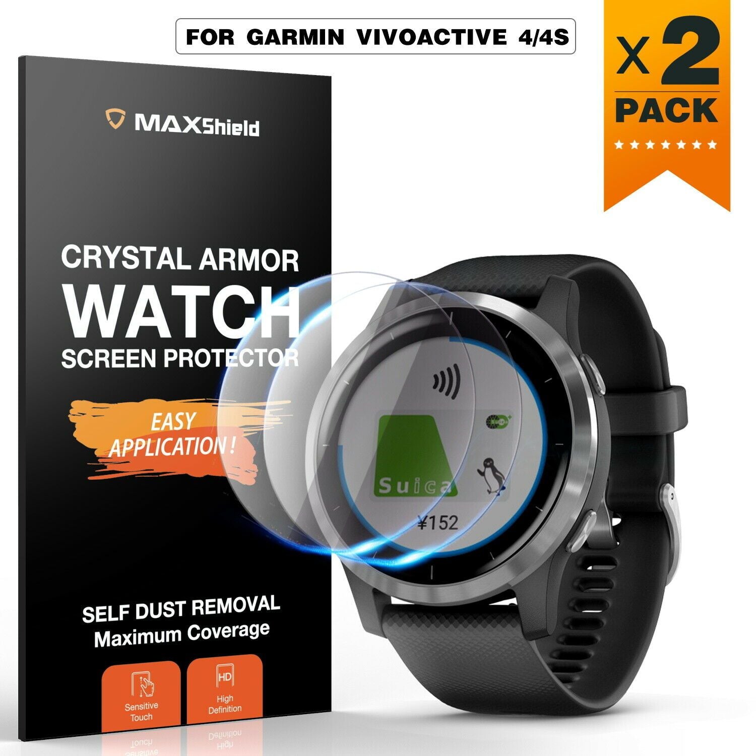 2X For Garmin Vivoactive 4 4S Tempered Glass Screen Protector Film Cover Guard