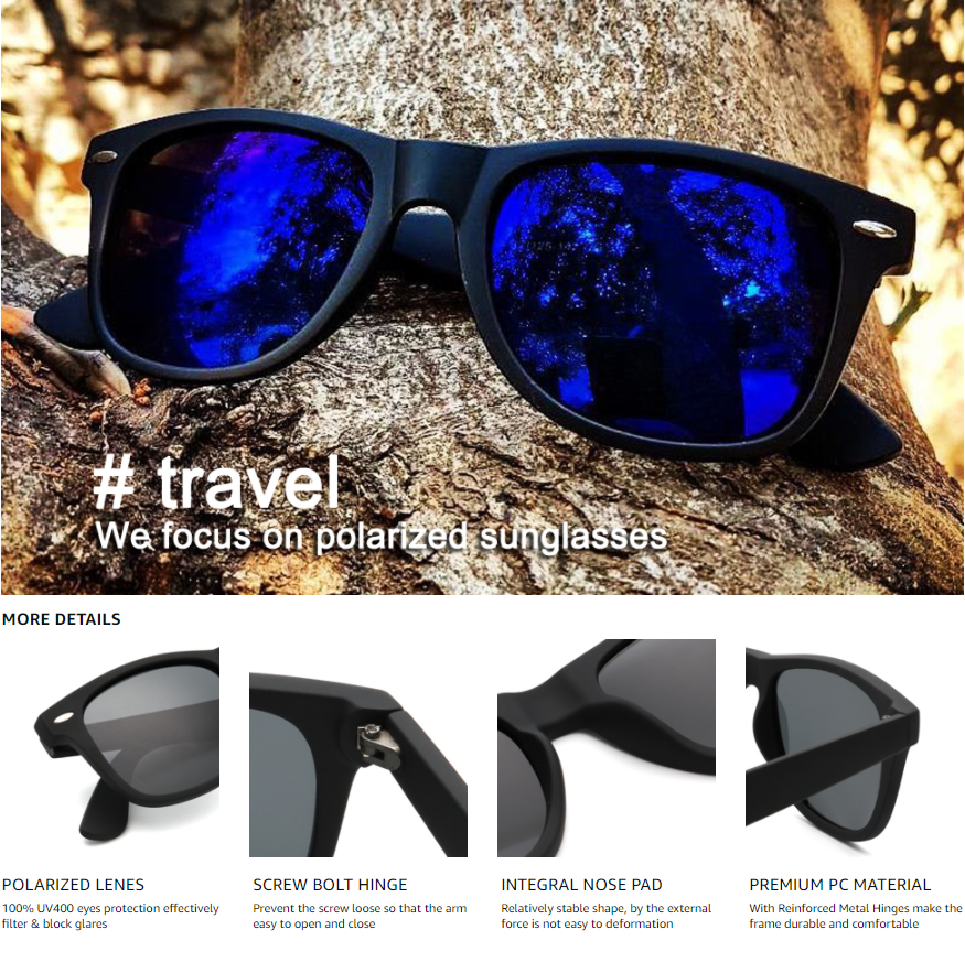 Polarized Mens Sunglasses Polarised Square Frame Sports Driving Glasses