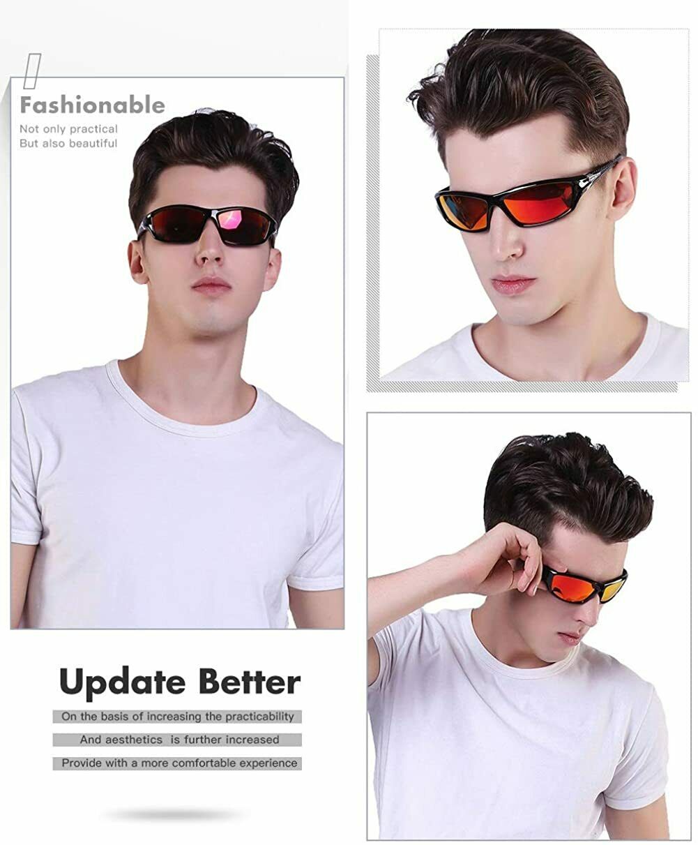 Men Sunglasses UV400 Polarized Glasses Fishing Sports Driving WrapAround Eyewear