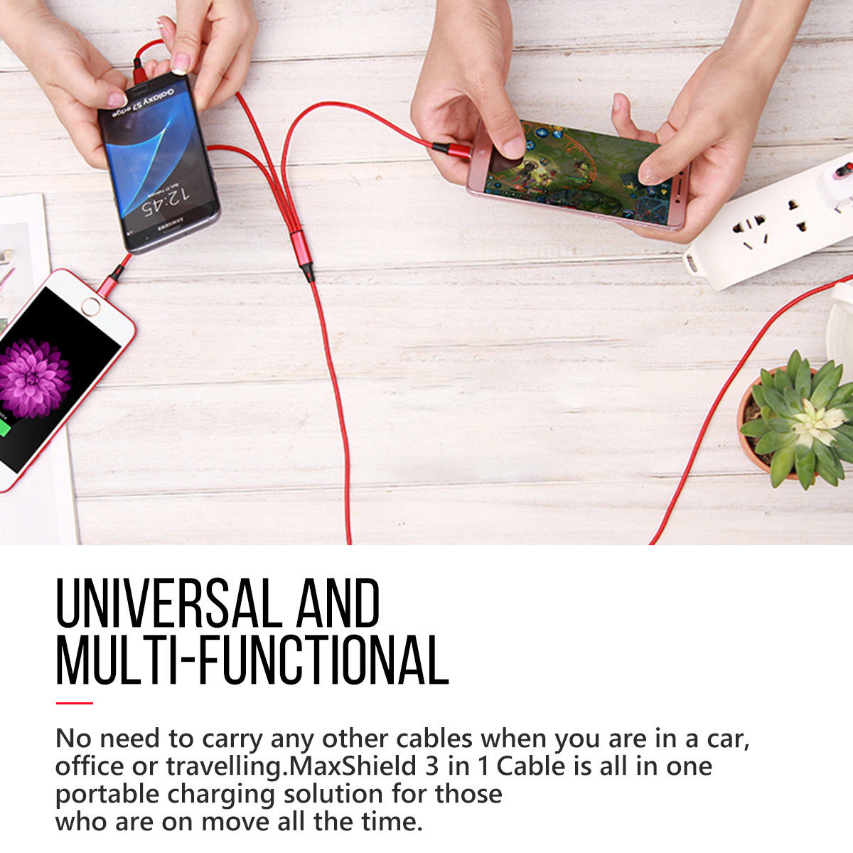 3 in 1 Multi USB Charger Charging Cable Cord For iPhone USB TYPE C Android Micro