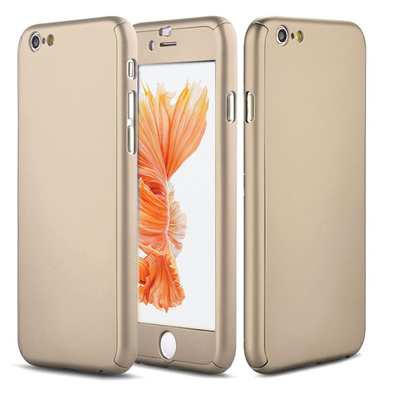 iPhone XS MAX Full Body Shockproof Case Cover + Tempered Glass-Rose Gold