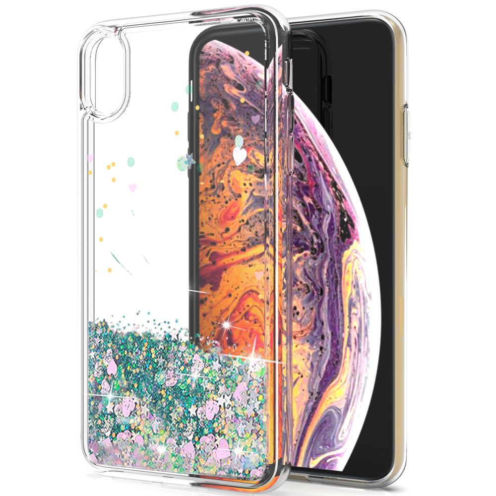 Bling Dynamic Glitter Moving Quicksand Liquid Case Cover For iPhone Xs