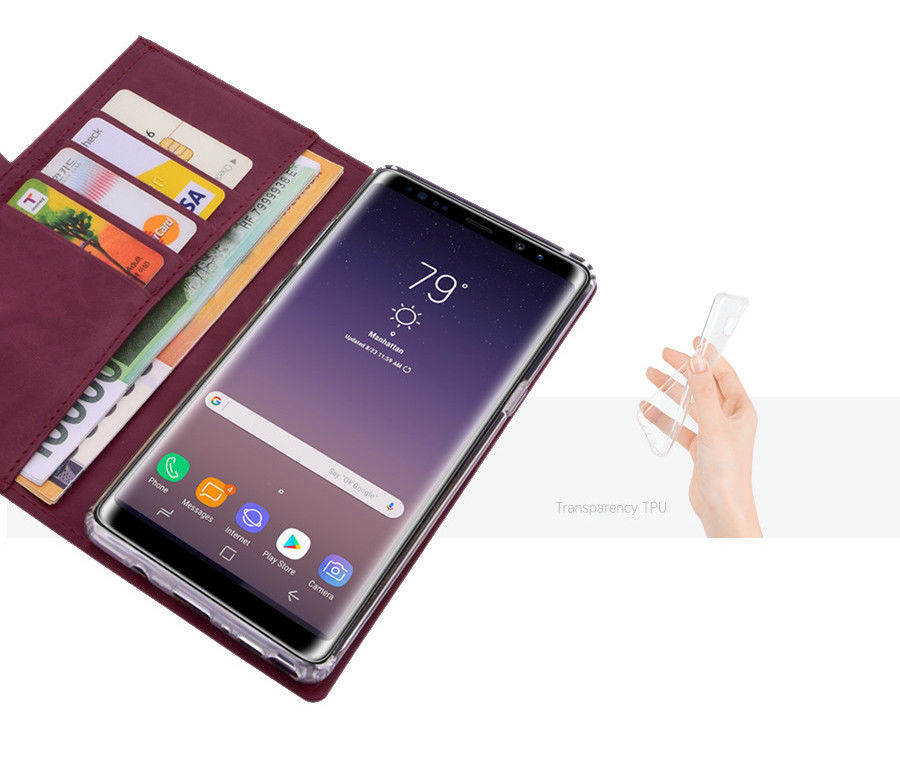 Samsung Galaxy S8 Plus Zipper Leather Wallet Card Magnetic Case Cover-Brown