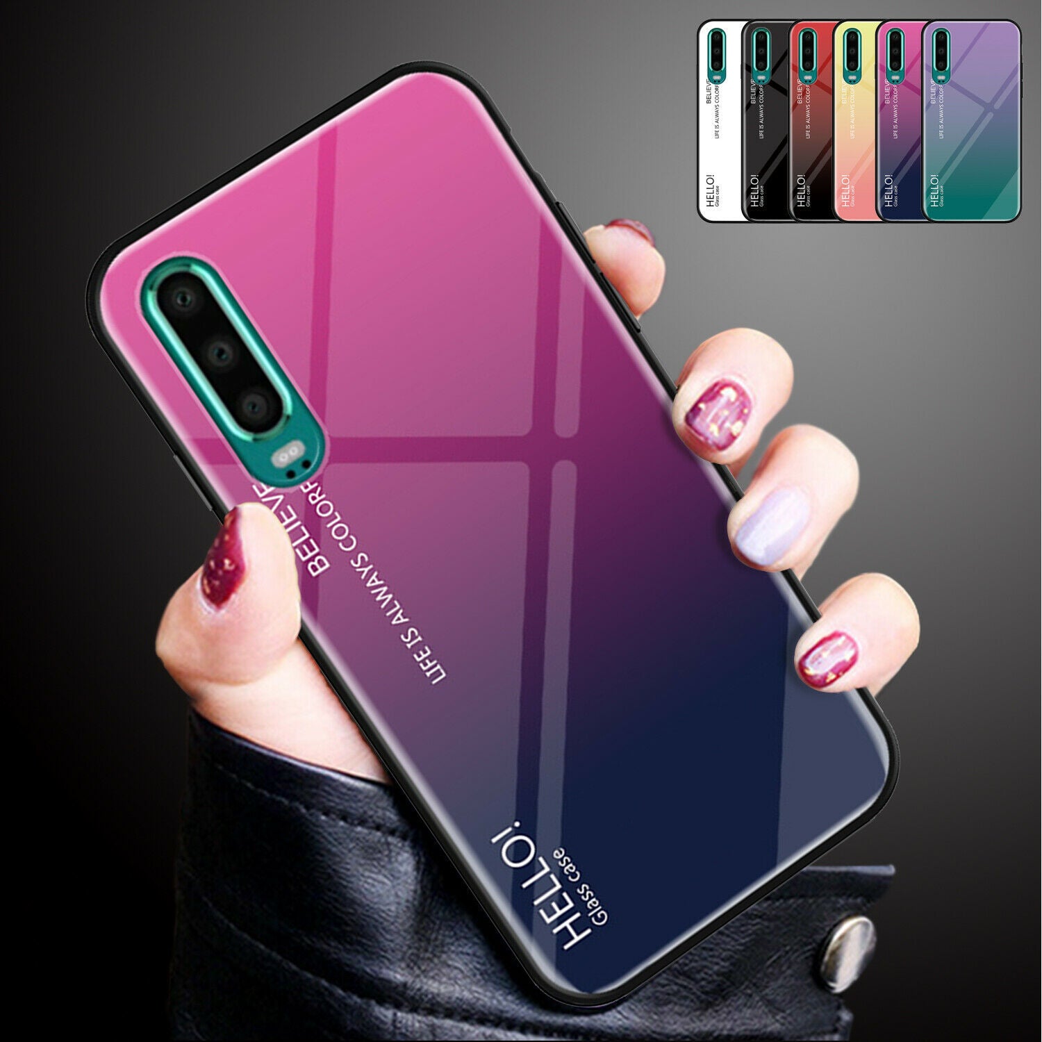 For Huawei Nova 3i Case Shockproof Tempered Glass Bumper Slim Cover-Red