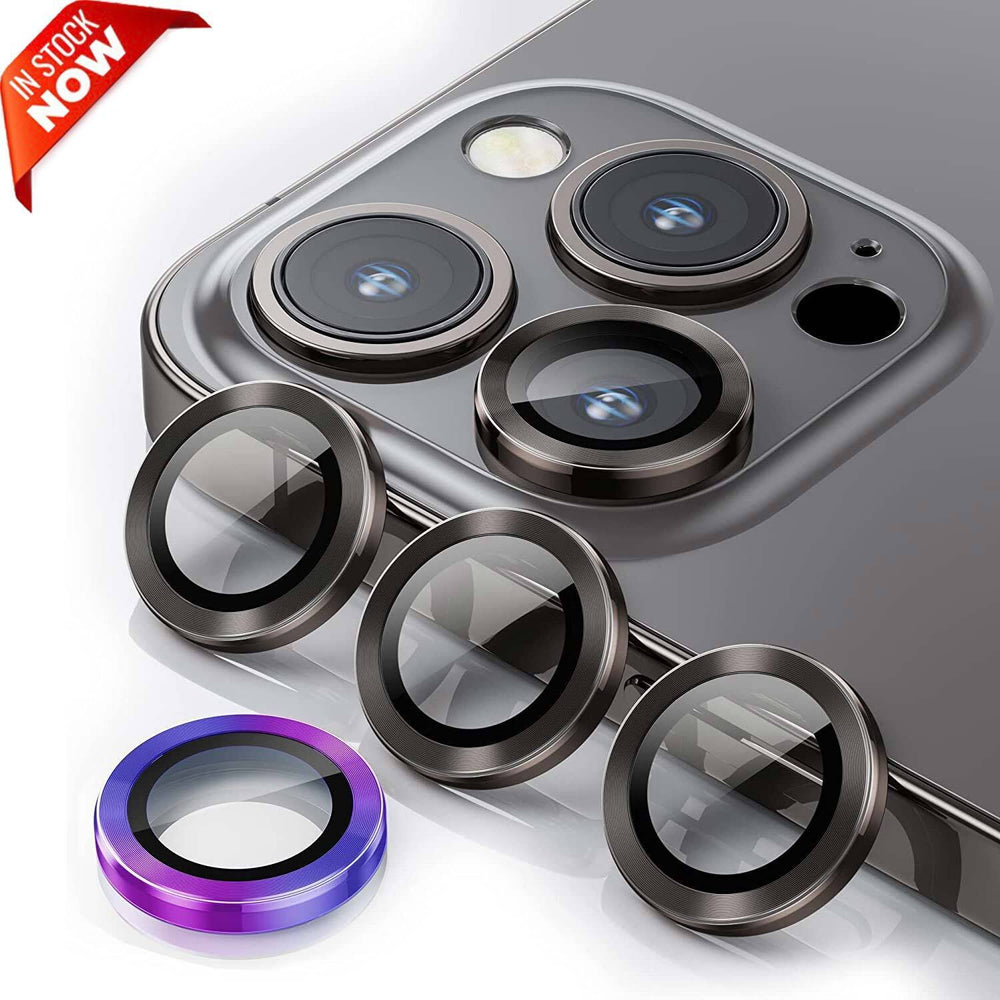 [3 Packs]For iPhone 14 Series Camera Lens Metal Ring Tempered Glass Screen Protector