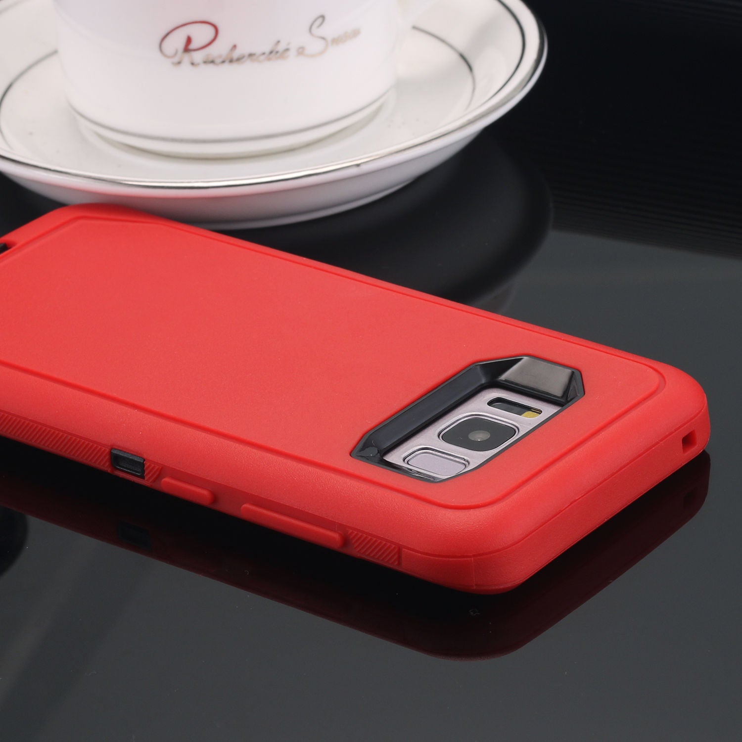 Samsung Galaxy S10 Case Shockproof Hybrid Rubber Armor Rugged Cover-Red Black