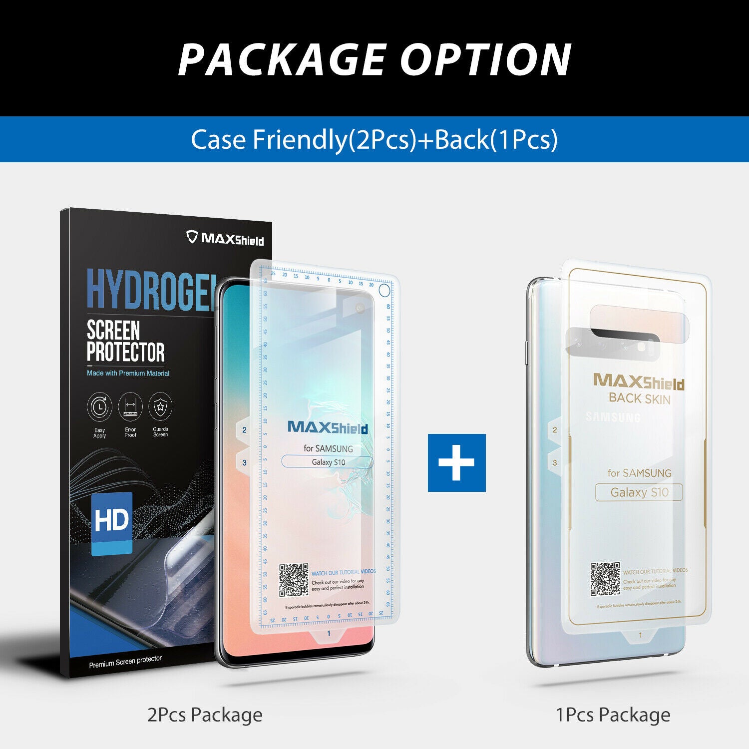 2x CASE FRIENDLY HYDROGEL Film Screen Protector for Samsung Galaxy S10