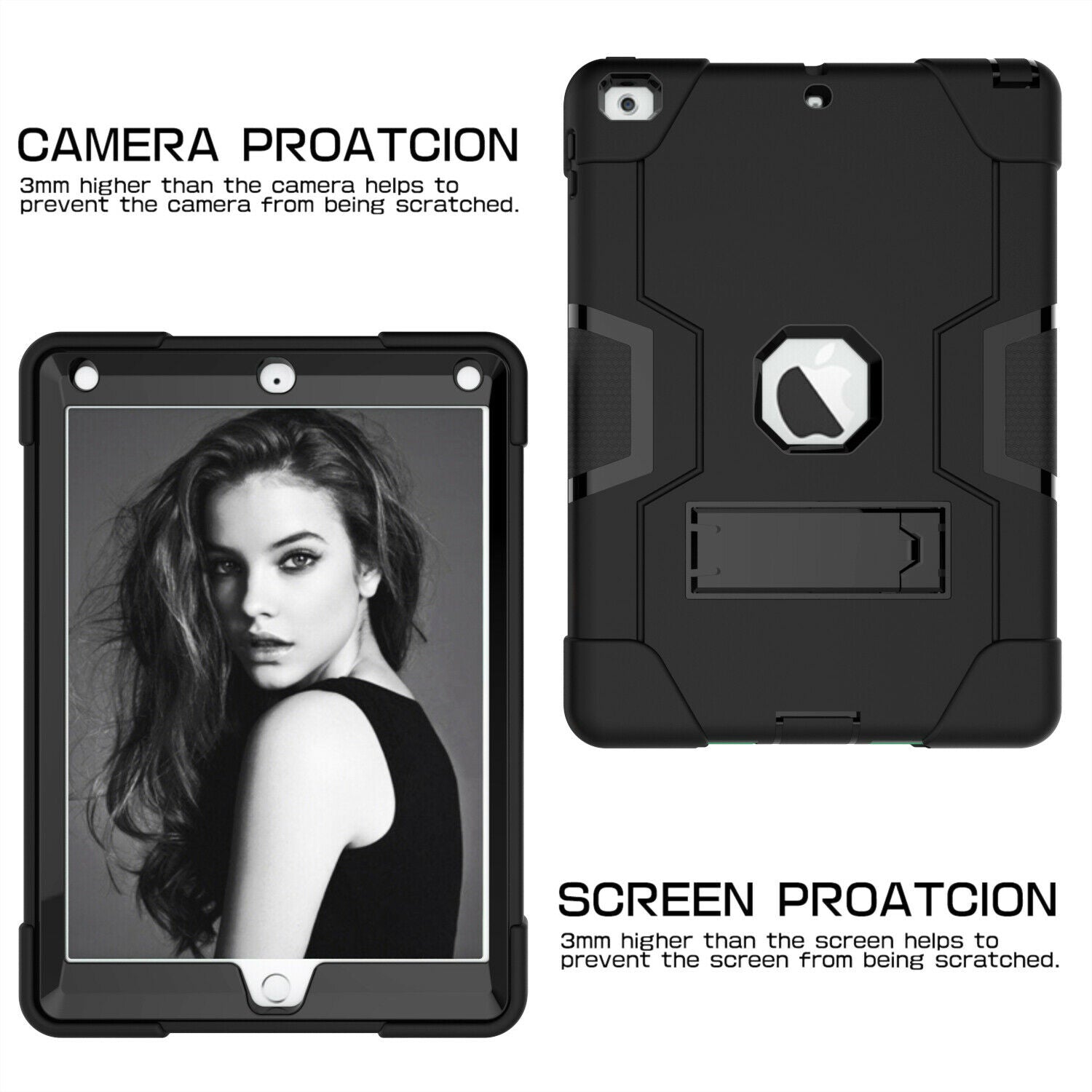For iPad 7th Gen 10.2 2019 Case Shockproof Hybrid Rubber Tough Armor Stand Cover