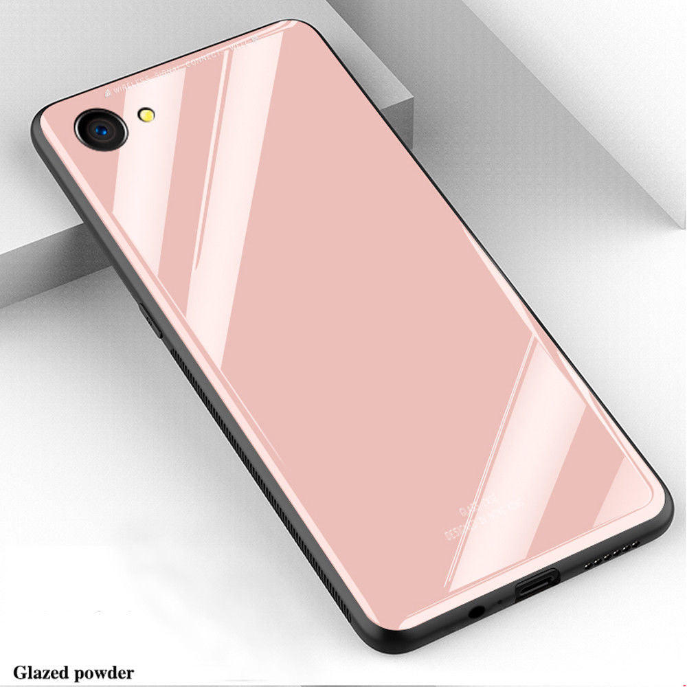 For OPPO AX5 Slim Case Cover Back Tempered Glass-Black/Red/Pink/White