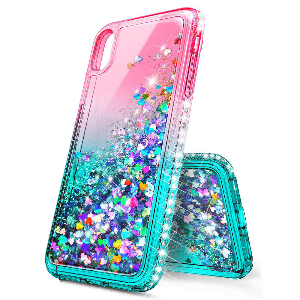 Bling Dynamic Glitter Moving Quicksand Liquid Case Cover For iPhone Xs Max