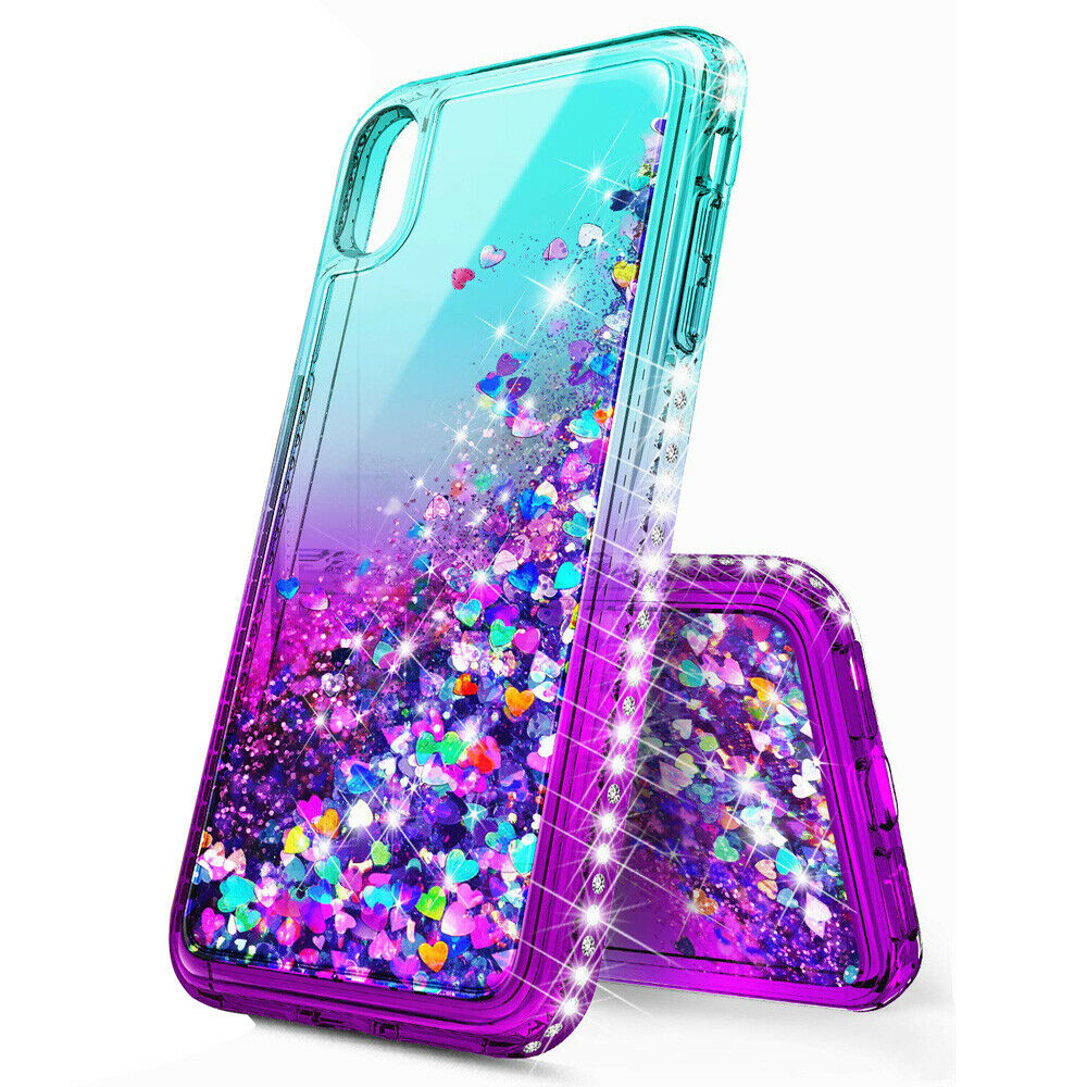 Bling Dynamic Glitter Moving Quicksand Liquid Case Cover For iPhone XR