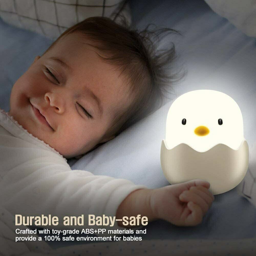 Night Light for Baby Cute Chick Lamp Safe Silicone LED Touch Bedside