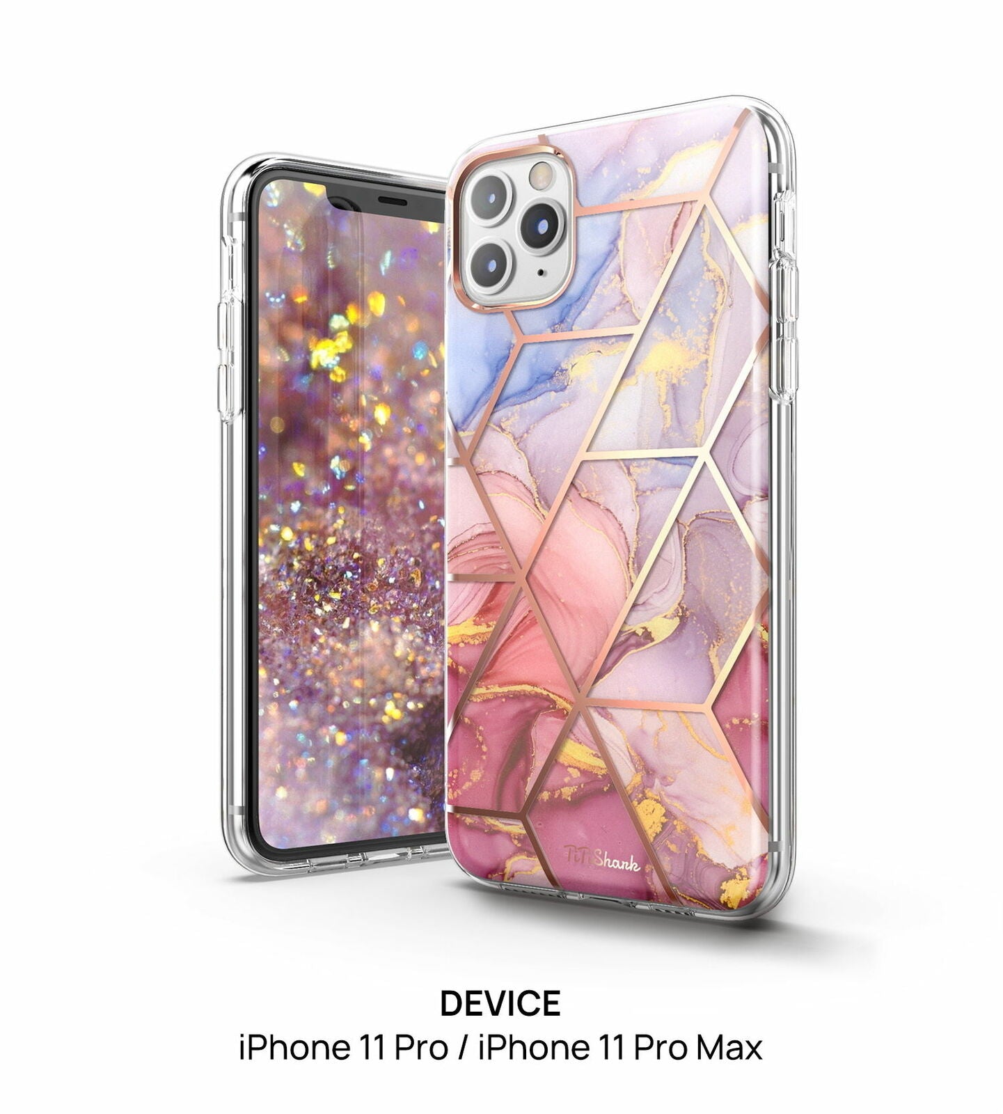 TiTiShark For iPhone 11/Pro/Max Case Clear Marble Shockproof Case