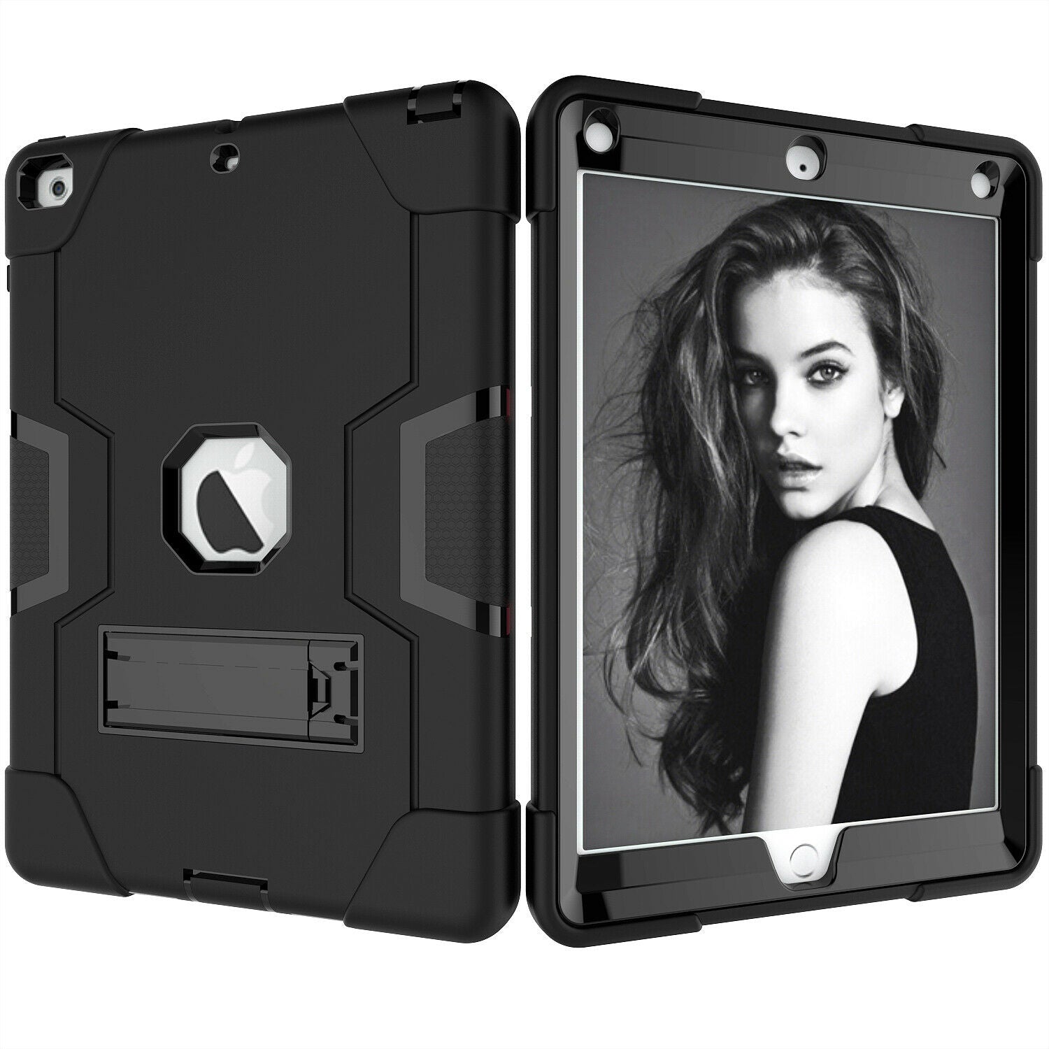 For iPad 7th Gen 10.2 2019 Case Shockproof Hybrid Rubber Tough Armor Stand Cover