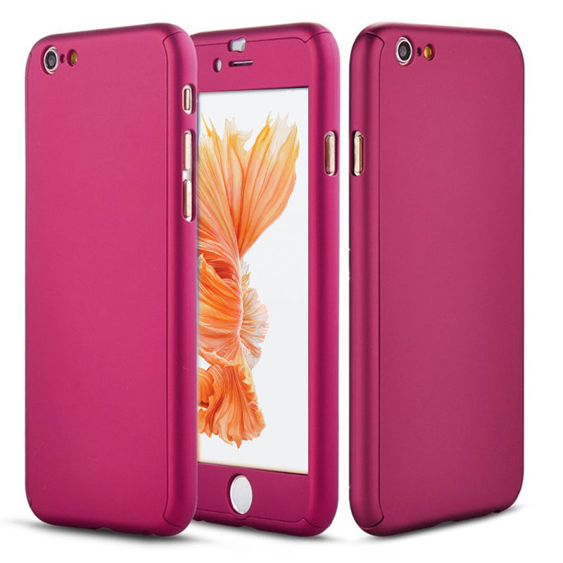 iPhone X Full Body Shockproof Case Cover + Tempered Glass-Rose Gold