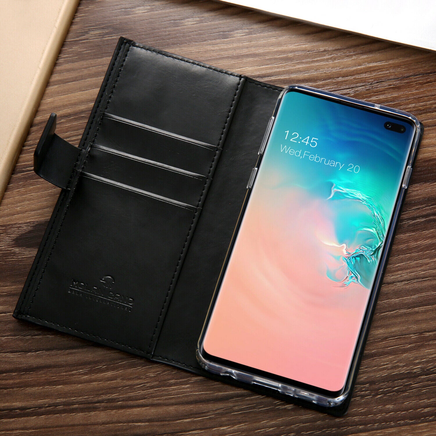 Samsung Galaxy S10 Plus Zipper Leather Wallet Card Magnetic Case Cover-Brown