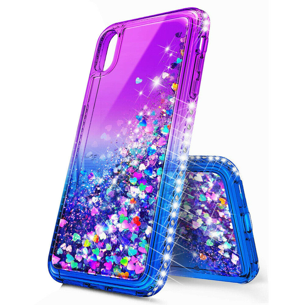 Bling Dynamic Glitter Moving Quicksand Liquid Case Cover For iPhone XR