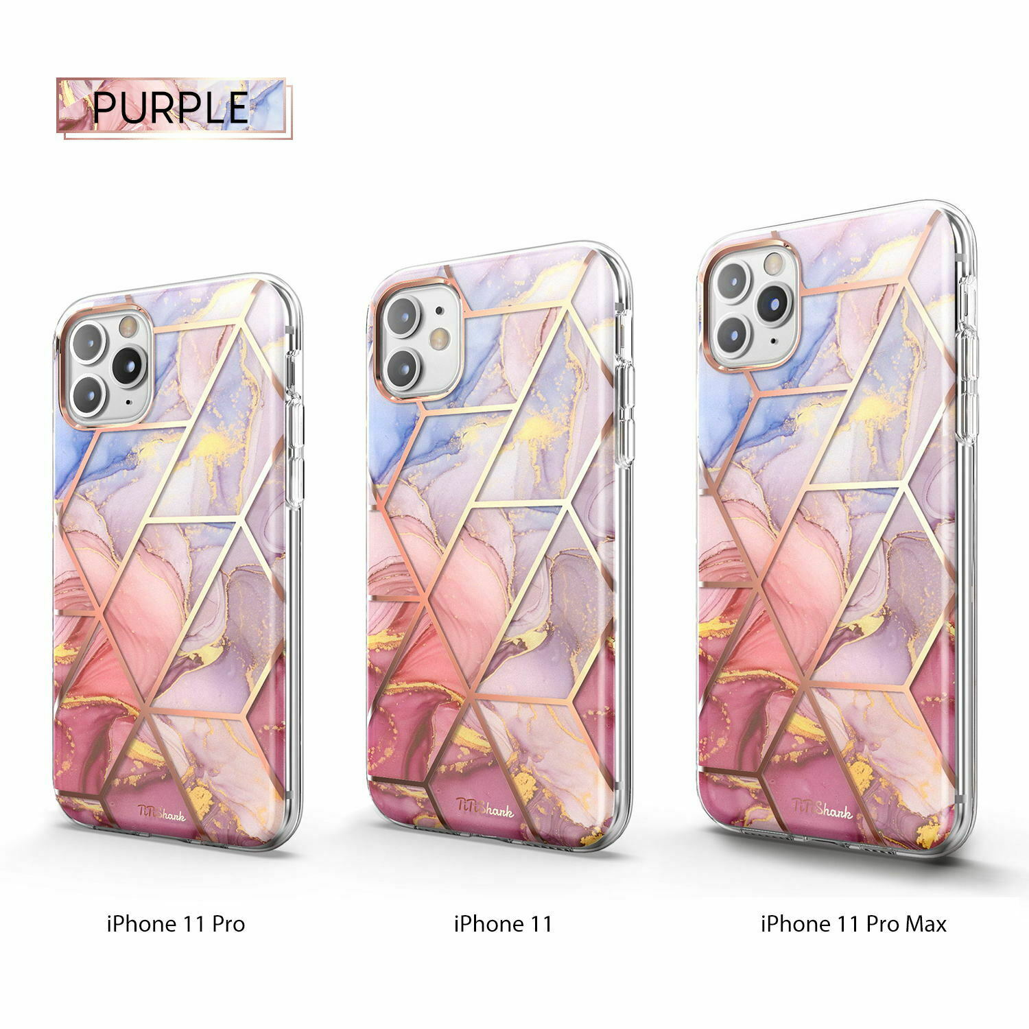 TiTiShark For iPhone 11/Pro/Max Case Clear Marble Shockproof Case