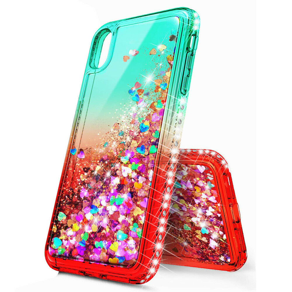 Bling Dynamic Glitter Moving Quicksand Liquid Case Cover For iPhone Xs Max