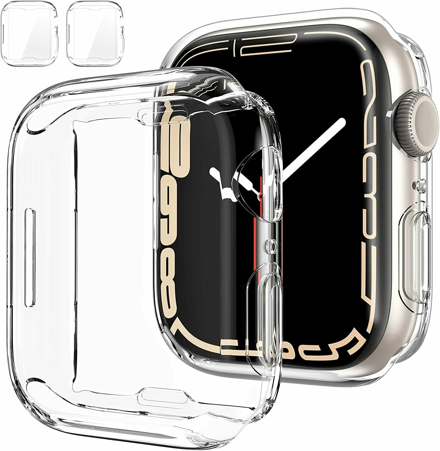 [2 Packs] For Apple Watch 8 Bumper Case Cover Screen Protector