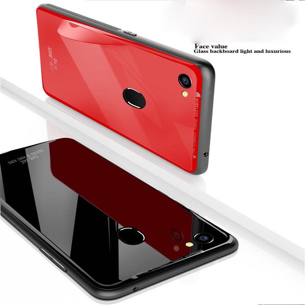 For OPPO AX5 Slim Case Cover Back Tempered Glass-Black/Red/Pink/White