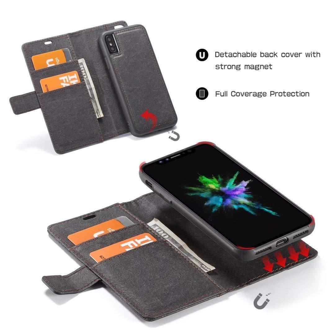 iPhone XR Luxury Magnetic Leather Removable Wallet Case