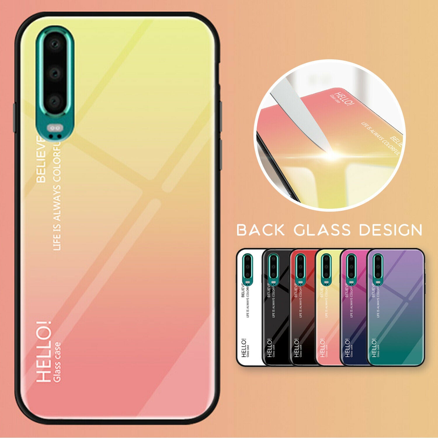 For Huawei Nova 3e Case Shockproof Tempered Glass Bumper Slim Cover-Purple