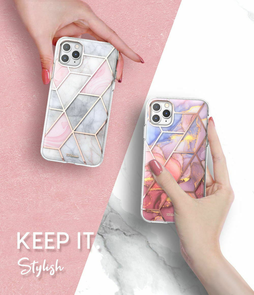 TiTiShark For iPhone 11/Pro/Max Case Clear Marble Shockproof Case